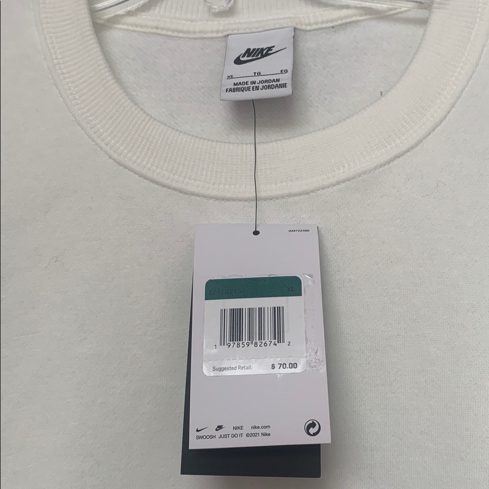 Nike Off-White Crewneck Sweatshirt with Black Swoosh - Picture 3 of 8
